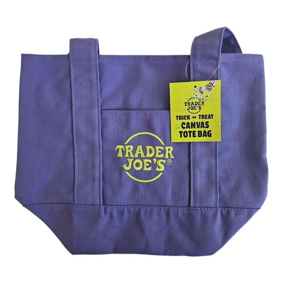 Trader Joe's NWT Ltd Ed Halloween Mini Canvas Collectible Tote, Purple - Picture 3 of 4